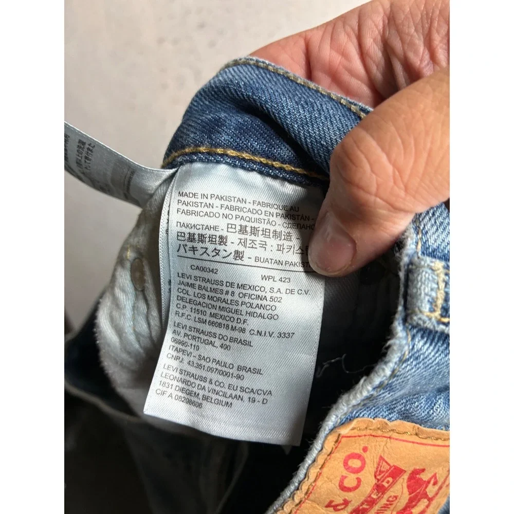 Levis 505 Regular Fit Straight Leg Light Wash Blue Denim Jeans Mens 30x32